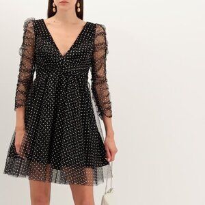 Zimmermann Ruched flocked polka-dot tulle mini dress